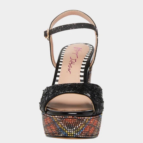 NWT Betsey Johnson ALAIA Black Plaid Sequin Heels - Picture 3 of 13